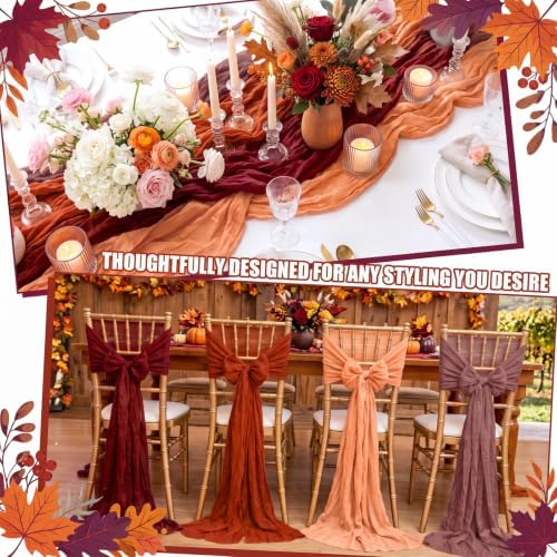 Remagr 12 Pcs Gradient Terracotta Cheesecloth Gauze Table Runners - Image 5