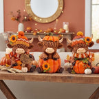 Simgoing 3 Pcs Happy Fall Highland Cow Figurines Pumpkin and Sunflower Cow - Image 2