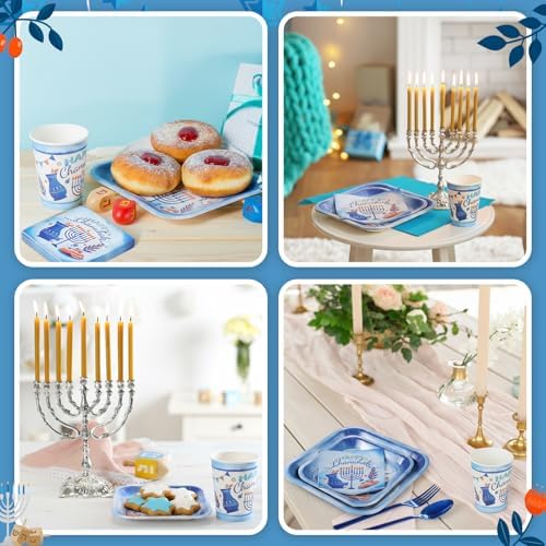 Ziliny 50 Set Hanukkah Party Supplies Chanukah Paper Goods, Square - Image 4