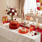 Rubtlamp 175 Pcs Plastic Dinnerware Set (25 Guests), Red And Gold Plastic Plates, Hammered Party Plates Set Include Dinner Plates, Dessert Plates, Cups, Cutlery Set And Napkins for Wedding And Party - Image 4