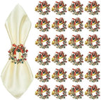 ZeeDix Christmas Wreath Napkin Rings Set of 24, Holiday Christmas Napkin Ring Holders for Cloth Napkins, Serviette Buckles for Thanksgiving Holiday Dinner Party Table Setting by ZeeDix