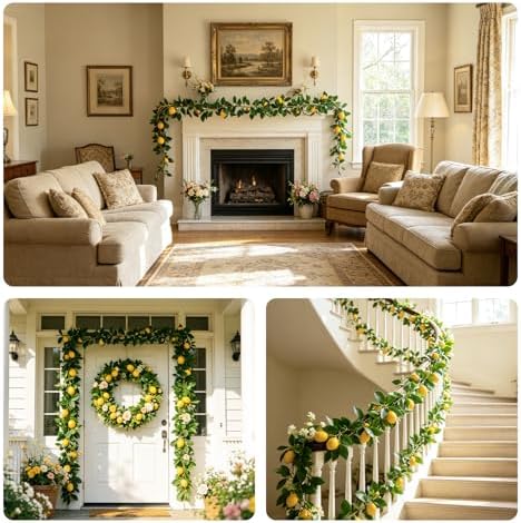 4Pcs Artificial Lemon Garland with Fruits, 24FT Fake Yellow Lemon Vines - Image 6