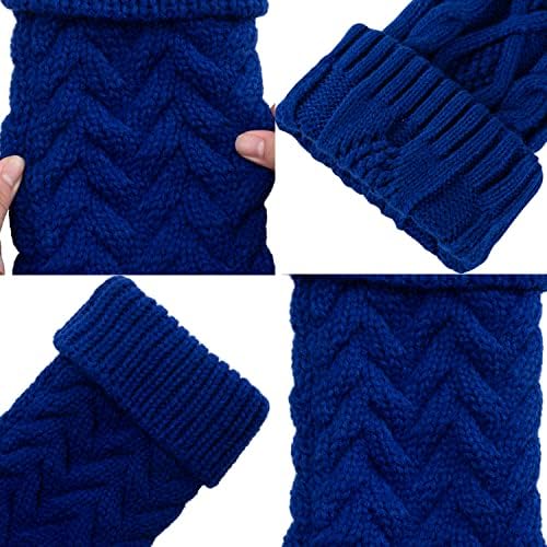 Christmas Stockings, 18 Inch White and Blue Cable Knitted Stockings for Xmas Holiday Decoration, 6 Pack - Image 4