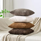 Set of 4 Soft Textured Decorative Throw Pillow Covers 20x20 Inch Cozy Farmhouse Cushion Cover Square Accent Pillow Cases for Bed Couch Sofa Living Room, Beige Taupe Brown - Image 3