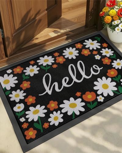 Color&Geometry Outside Welcome Front Door Mat, 32"x48" Daisy Cream by COLORG