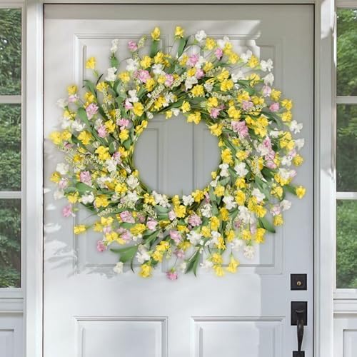 Artgar Front Door Wreath 24 Inch Spring/Summer Wreaths for Front Door by ArtgarArtificialPlantDecorations