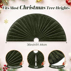 Foilswirl 36 Inch Moss Green Velvet Quilted Christmas Tree Skirt - Image 2