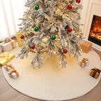 Kinlop 72 Inch Faux Fur Christmas Tree Skirt, Large Stripe Textured Mat - Image 2
