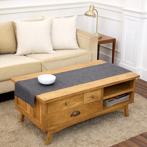 Solino Home 100% Pure Linen Table Runner Black Woven, Athena 14 x 60 in by SolinoHome