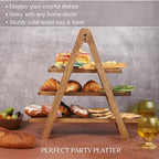 3 Tier Wooden Serving Tray Stand for Snacks Desserts Cheese Cupcakes Tiered Food Display Rack for Parties Weddings Housewarming Farmhouse Style 20.5 Inch - Image 2