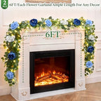 Livole 2Pcs 12 Ft Flower Garland with Light, Blue Peony Floral Garland - Image 4