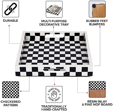 Handicrafts Home Handmade Resin Inlay Decorative Ottoman Serving Tray,12x12 - Image 3