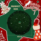Emerald Green Christmas Tree Skirt Rustic Green Velvet Tree Skirt - Image 3