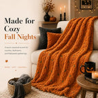 Halloween Plush Throw Blanket, 60 x 67 Inch Faux Fur Cozy Seasonal Throw with Raised Embroidered Black Cat Pumpkin or Ghost Details for Couch, Bedroom Living Room Fall Party Decor (Ghost) - Image 7