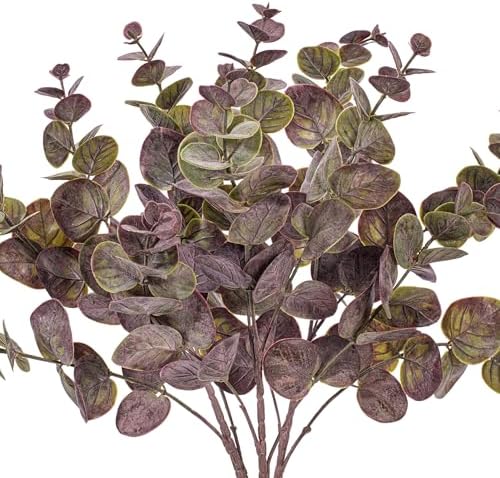 Vickerman 19" Artificial Burgundy Spiral Eucalyptus Bush. 3 Pieces in a Bag. - Image 2