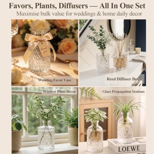 Clear Glass Bud Vase Set of 22 Pcs,Small Bud Vases in Bulk,Glass Crystal Flower Vases Table Centerpieces for Party Event Wedding Decor Baby Shower Decorations (Clear, 22 Pcs) - Image 3