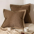 MIULEE Set of 2 Rustic Linen Burlap Throw Pillow Covers 18x18 Brown by MIULEE