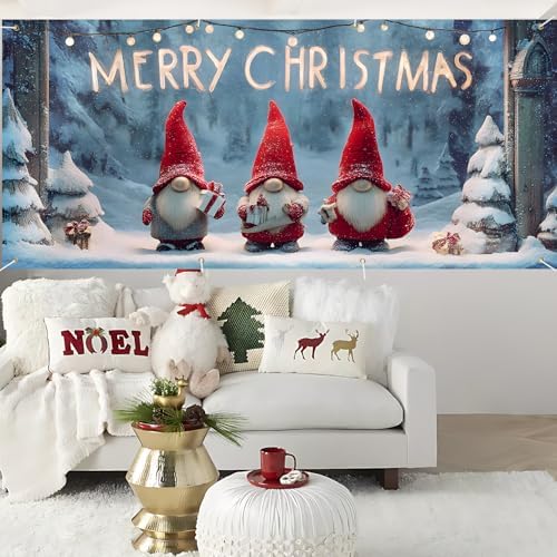 Christmas Garage Door Banner 6x13FT, Cute Christmas Gnomes with Gifts, Large Holiday Garage Door Cover for Outdoor Xmas Decorations, Winter Driveway & Home Exterior Decor - Image 5