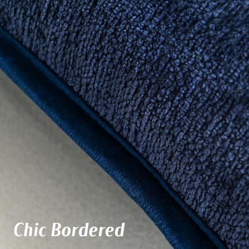 FUTEI Pack of 2 Chenille Soft Throw Pillow Covers 20x20 Inch, Navy Blue - Image 3