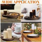 Sintuff 6 Pcs Wooden Candle Plate Holder Tray, Brown - Image 4