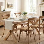 ZeeMart Linen Checked Farmhouse Placemats Set of 6, Oatmeal 13x19in - Image 6