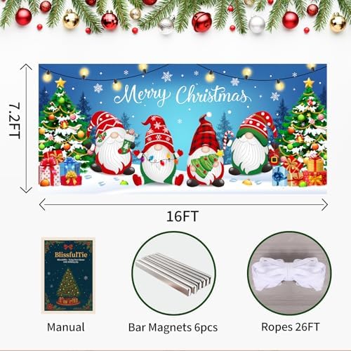 Garage Door Christmas Cover 7x16FT: Garage Christmas Decorations with Bar Magnets & Ropes, Holiday Garage Door Banner Decorative Xmas for Indoor Outdoor [Include Installation Instructions] - Image 3