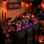 DecorbyHannah 6ft Halloween Garland for Mantle with Lights Black Rose Decor - Image 6