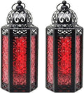 Vela Lanterns Decorative Indoor Moroccan Candle Holder, Red, M, 2-Pack by VelaCandleLanterns