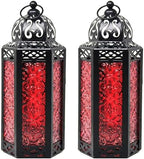 Vela Lanterns Decorative Indoor Moroccan Candle Holder, Red, M, 2-Pack by VelaCandleLanterns