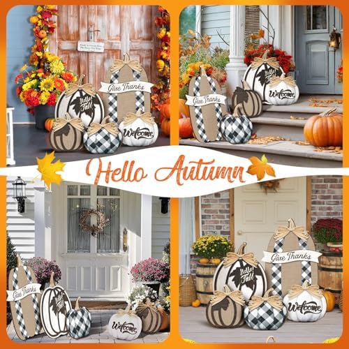 GlikCeil 5 Pcs Fall Pumpkins Porch Decor, Fall Outdoor Decorations - Image 4