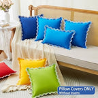 JOJOGOGO Navy Blue Scalloped Outdoor Lumbar Pillow Covers 12x20 Set of 2 - Image 6