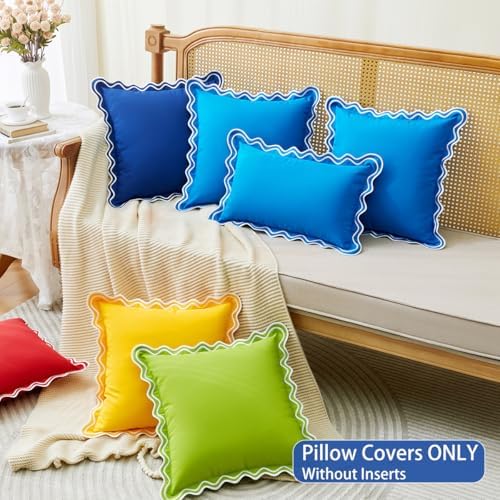 JOJOGOGO Navy Blue Scalloped Outdoor Lumbar Pillow Covers 12x20 Set of 2 - Image 6