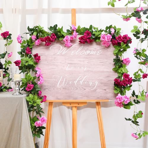 Floweroyal 6 Pack Artificial Flower Garlands 15.8FT Fake Rose Vines Silk Flowers Hanging Rose Ivy for Wedding Arch Party Home Garden Wall Decor (Fuchsia) - Image 3