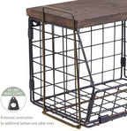 Wall Hanging Baskets 2 Pack Wooden Top Floating Wire Shelves (Large) - Image 3