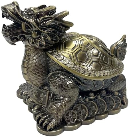 Briskfeel Feng Shui Dragon Turtle Multi Functional Metal Statue Wealth Prosperity Sculpture for Living Room Office Desk Feng Shui Art Best Housewarming Congratulatory GIF (D2 Brass) - Image 4