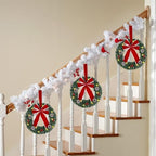 Hausse Set of 3 Christmas Wreaths, Lighted Artificial Christmas Wreath with Large Red Bow & Ornaments, Battery Operated with LED Lights, for Front Door Gate Wall Christmas Party Decorations - Image 3