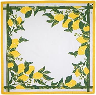 FINGERCRAFT Cloth Napkins Set of 8 Cotton Linen, 20x20 Inch, Lemon Print - Image 4