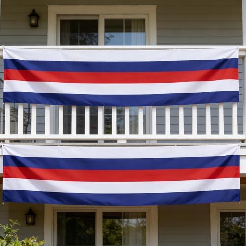 2 Pack Patriotic Bunting Banner, 4th of July Outdoor Porch Decorations 2.5 x 20 ft Red White and Blue American Flag for Memorial Day, Veterans Day, Home Yard (Independence Day-3) - Image 5