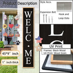 Interchangeable Welcome Sign for Front Porch Door, 45"X9" Wood Black - Image 3