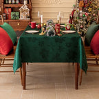 Softalker Christmas Jacquard Rectangle Tablecloth, 60 x 144 inch, Green - Image 7