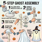 Halloween Decorations Indoor 2 Pack - Cute Light Up Spooky Ghost Outdoor Decor, Lighted Halloween Ghost with Witch Hat & Pumpkin for Table Mantal Entryway Fireplace Porch Party Home Yard Centerpiece - Image 4