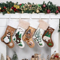 LUBOT 5 Pack Christmas Stockings Set of 5 Large Family Xmas Stocking Leather Embroidered 20" Modern Rustic Farmhouse Country Fireplace Hanging Holiday Decor by LUBOT