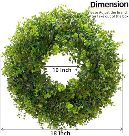Hiptree 18 Inch Boxwood Wreath for Front Door,Greenery All Year Round - Image 3
