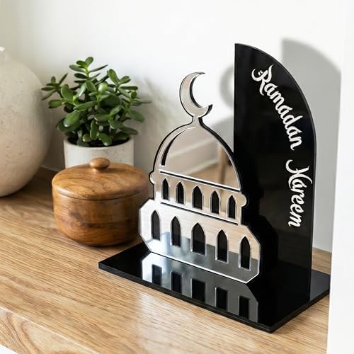 iwa concept Ramadan Kareem Table Decor, Islamic Mosque Statue with Acrylic Design, Freestanding Modern Islamic Home Decoration for Ramadan and Eid by iwaconcept