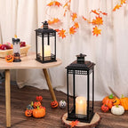Decorative Candle Lanterns Set of 2, Black Metal for Indoor & Outdoor - Image 4