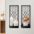 Wall Sconces Candle, Black Metal Wall Decor, Retro Wall Candle Holder for Living Room, Dining Room, Bedroom, Bathroom (2 Pack, 16.5 x 7 in) by Sokurdeg