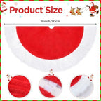 36 Inch Christmas Tree Skirt Holiday Part Decorations for Christmas Tree, Xmas Tree Decorations Red and White Plush Tree Shirt for Holiday Party Ornament Rustic Farmhouse Decorations - Image 2