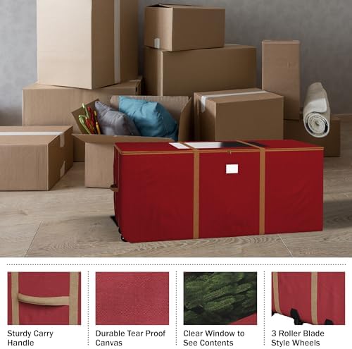 Elf Stor Christmas Tree Storage Bag with Wheels, Red, 67” x 28” x 24” - Image 4