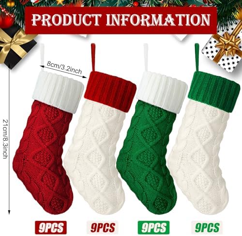 Hungdao Christmas Stockings Mini Knitted Rustic, Mixed Colors - Image 2
