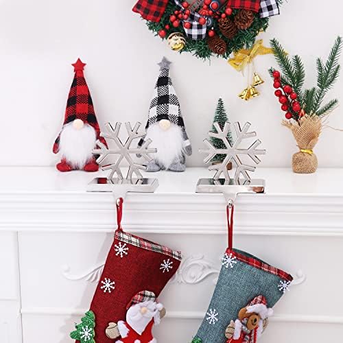 2 Set Snowflake Stocking Holders for Mantle Xmas Silver Snowflake Stocking holder Christmas Snowflake Stocking Holder for Fireplace Mantle Weighted Stocking Hooks for Mantle (Silver Snowflake,2) - Image 4